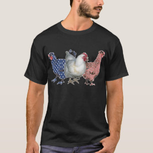 Chicken Red White Blue American Flag Patriotic T-shirt