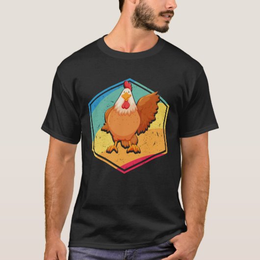 Chicken Retro-stijl T-shirt (Voorkant)