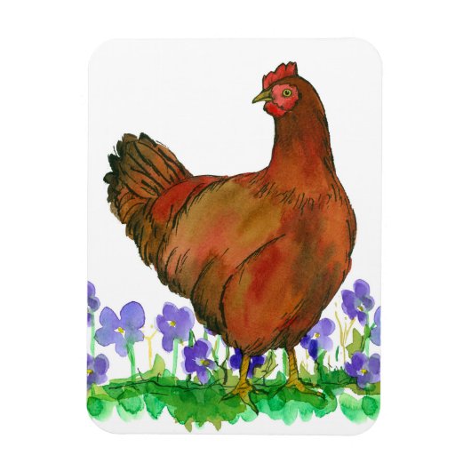 Chicken Rhode Island Red Waterverf Bird Magneet (Verticaal)