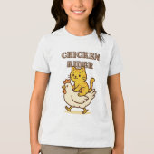 Chicken Rider - Funny Cat Riding Chicken Cartoon Tri-Blend Shirt (Voorkant)