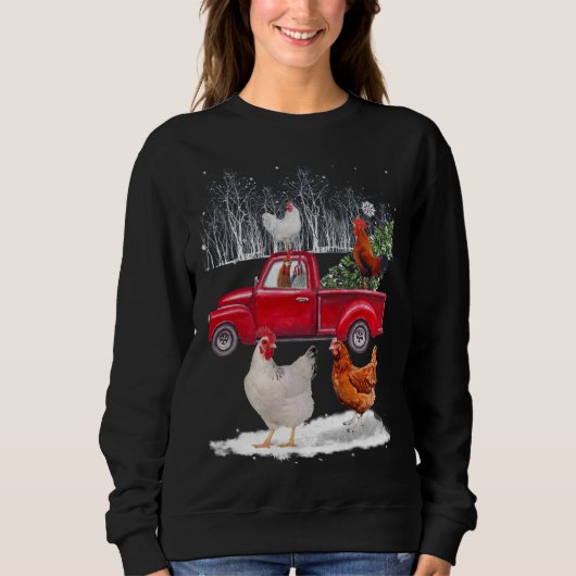 Chicken Riding Red Truck Merry KerstChicken L Trui (Voorkant)