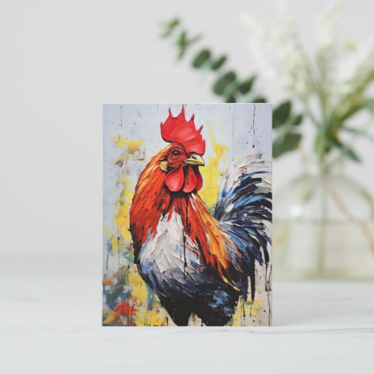 Chicken Rooster Art Briefkaart (Staand voorkant)