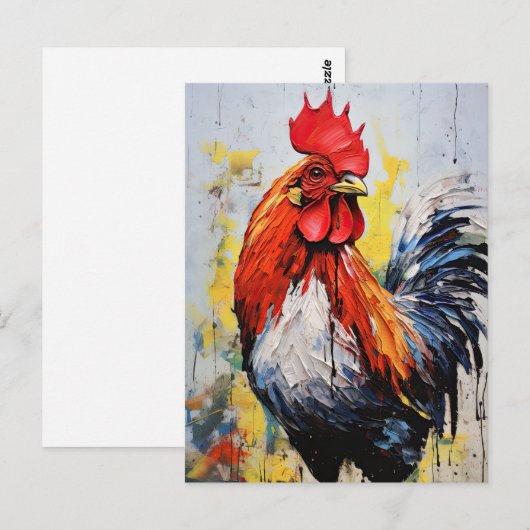 Chicken Rooster Art Briefkaart (Voorkant / Achterkant)