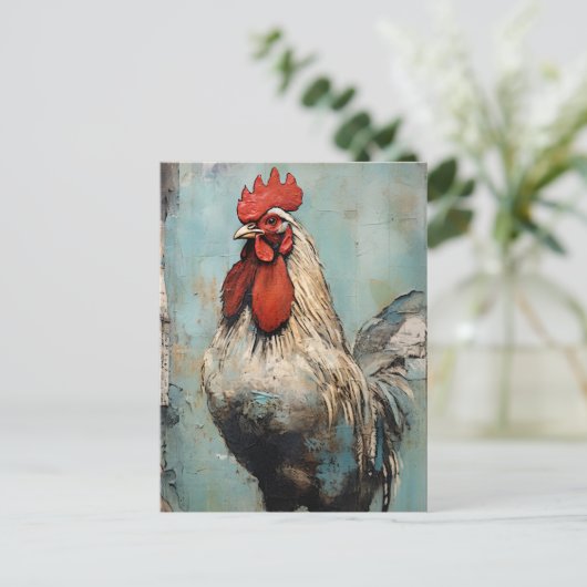 Chicken Rooster Art Briefkaart (Staand voorkant)