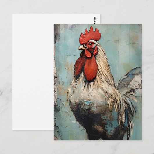 Chicken Rooster Art Briefkaart (Voorkant / Achterkant)