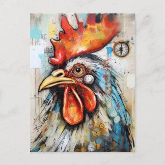 Chicken Rooster Art Briefkaart