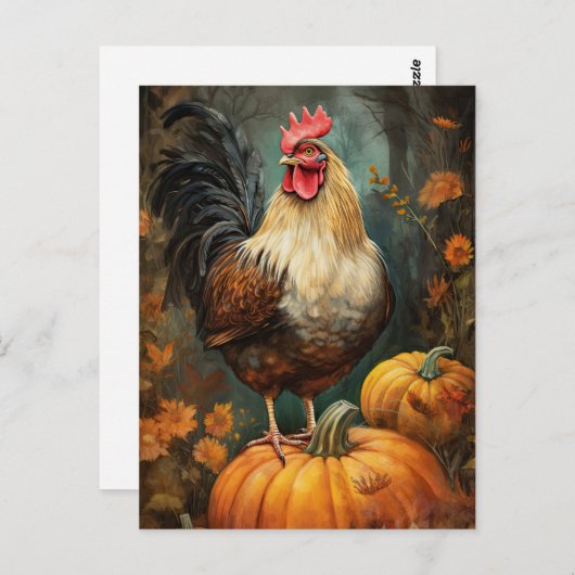 Chicken Rooster Art Briefkaart (Voorkant / Achterkant)