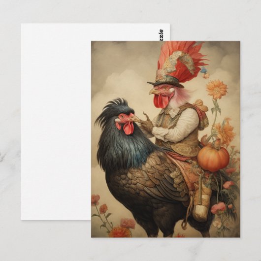 Chicken Rooster Art Briefkaart (Voorkant / Achterkant)