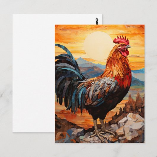 Chicken Rooster Art Briefkaart (Voorkant / Achterkant)