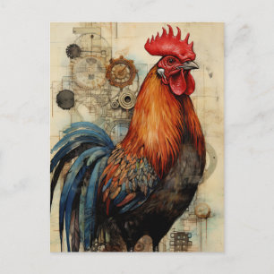 Chicken Rooster Art Briefkaart
