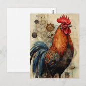 Chicken Rooster Art Briefkaart (Voorkant / Achterkant)