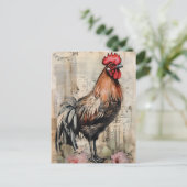 Chicken Rooster Art Briefkaart (Staand voorkant)