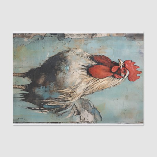 Chicken Rooster Art Decoupage Ephemera Tissuepapier (Voorkant)