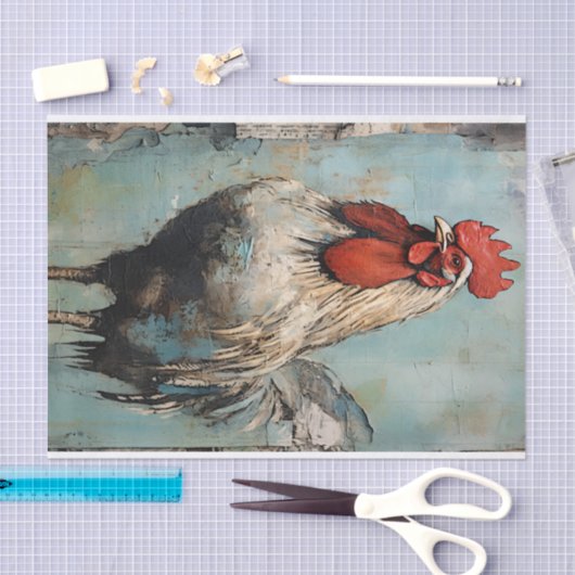Chicken Rooster Art Decoupage Ephemera Tissuepapier (Craft)