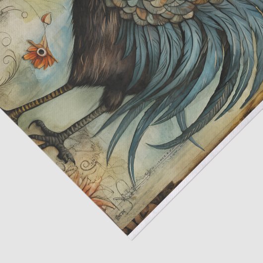 Chicken Rooster Art  Decoupage Ephemera Tissuepapier (Detail)