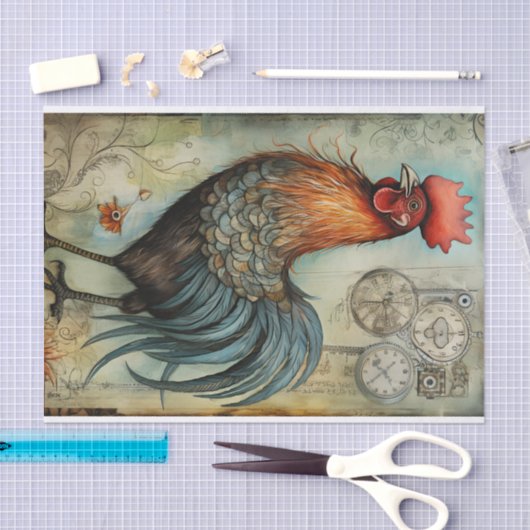 Chicken Rooster Art  Decoupage Ephemera Tissuepapier (Craft)