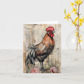 Chicken Rooster Art Kaart (Gele Bloem)