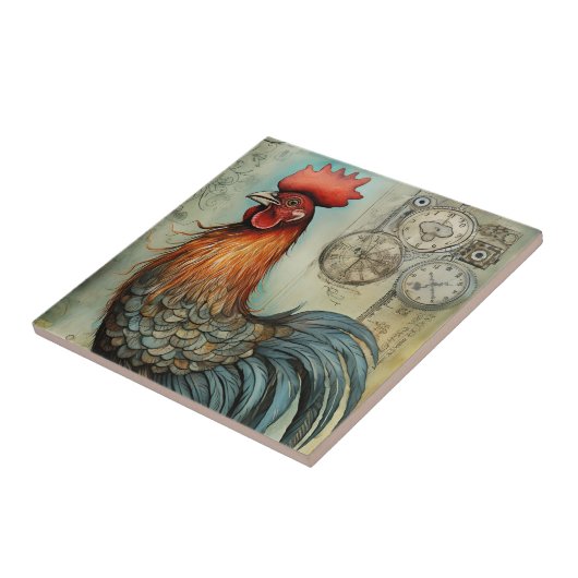 Chicken Rooster Art Tegeltje (Zijkant)