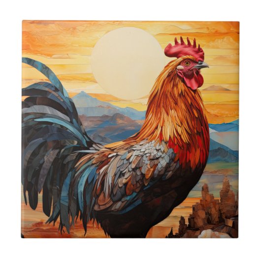 Chicken Rooster Art Tegeltje (Voorkant)