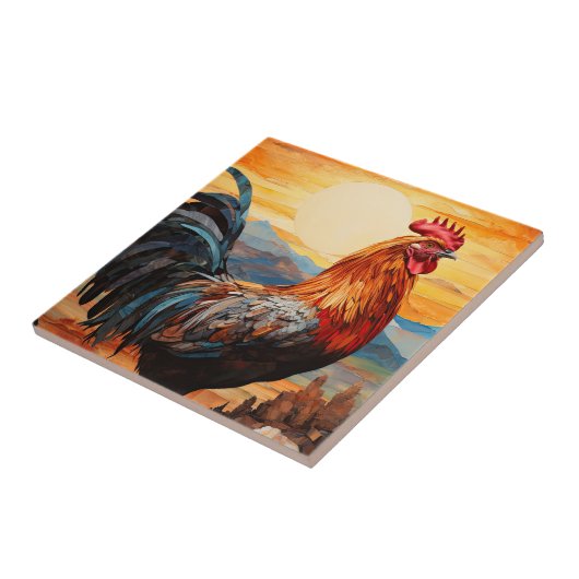 Chicken Rooster Art Tegeltje (Zijkant)