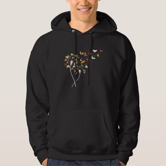 Chicken Rooster Bird and Dandelion Flower Fantasy  Hoodie (Voorkant)