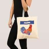 Chicken Rooster Bird Kids Boys Name Blue Red Tote Bag (Voorkant (product))