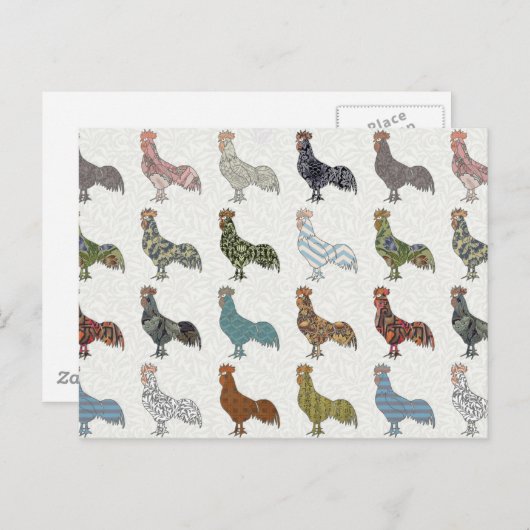 Chicken Rooster Colorful Pattern Boerderij Briefkaart (Voorkant / Achterkant)