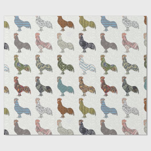 Chicken Rooster Colorful Pattern Boerderij Cadeaupapier (Vlak)