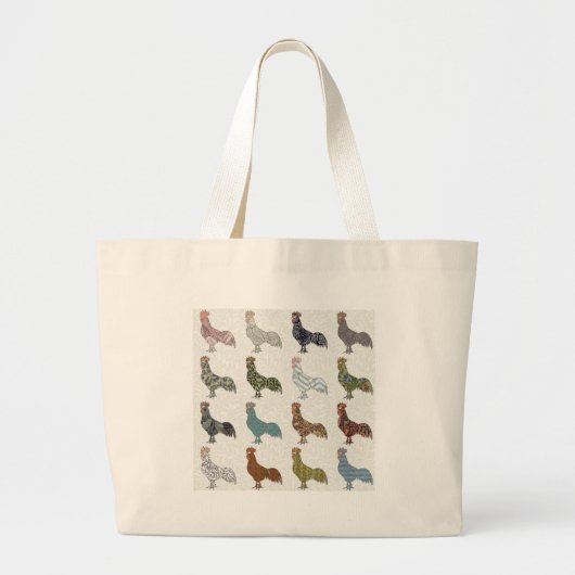 Chicken Rooster Colorful Pattern Boerderij Grote Tote Bag (Voorkant)