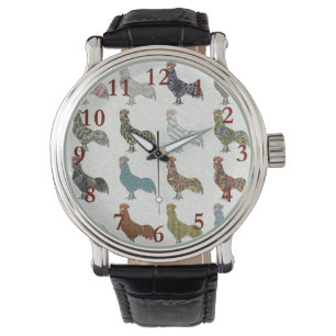 Chicken Rooster Colorful Pattern Boerderij Horloge