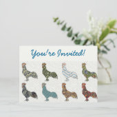 Chicken Rooster Colorful Pattern Boerderij Kaart (Staand voorkant)