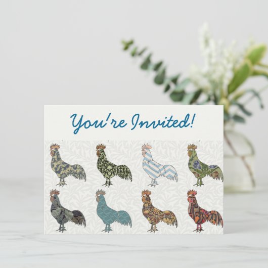 Chicken Rooster Colorful Pattern Boerderij Kaart (Staand voorkant)