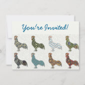 Chicken Rooster Colorful Pattern Boerderij Kaart (Voorkant)