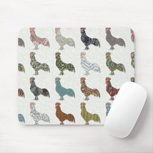 Chicken Rooster Colorful Pattern Boerderij Muismat (Met muis)