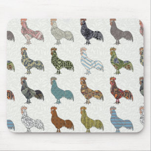 Chicken Rooster Colorful Pattern Boerderij Muismat