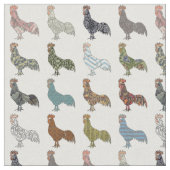 Chicken Rooster Colorful Pattern Boerderij Stof (Close Up)