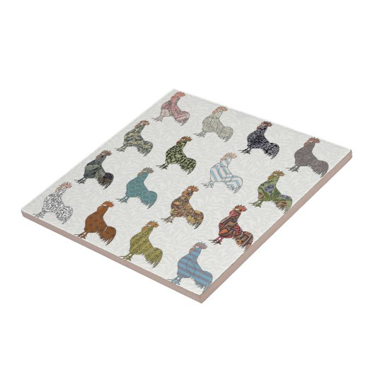Chicken Rooster Colorful Pattern Boerderij Tegeltje (Zijkant)