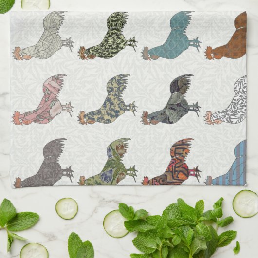 Chicken Rooster Colorful Pattern Boerderij Theedoek (Gevouwen)