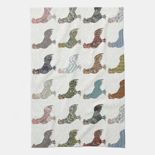 Chicken Rooster Colorful Pattern Boerderij Theedoek (Verticaal)