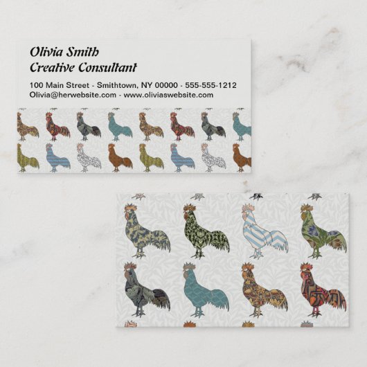 Chicken Rooster Colorful Pattern Boerderij Visitekaartje (Voorkant / Achterkant)