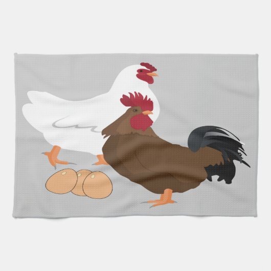 Chicken Rooster Eggs Kitchen Towel Theedoek (Horizontaal)