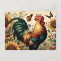  Chicken Rooster Esthetisch en Wildflower