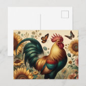 Chicken Rooster Esthetisch en Wildflower Briefkaart (Voorkant / Achterkant)