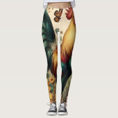 Chicken Rooster Esthetisch en Wildflower Leggings (Voorkant)