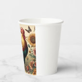 Chicken Rooster Esthetisch en Wildflower Papieren Bekers (Links)