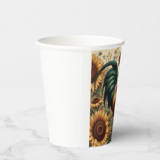  Chicken Rooster Esthetisch en Wildflower Papieren Bekers (Rechts)