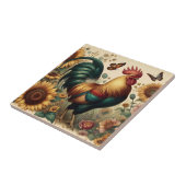  Chicken Rooster Esthetisch en Wildflower Tegeltje (Zijkant)