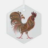 Chicken Rooster Gaphic Art-ontwerp Glas Ornament (Voorkant)