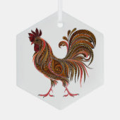 Chicken Rooster Gaphic Art-ontwerp Glas Ornament (Achterkant)