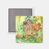 Chicken Rooster Kippen Chicks Waterverf Meadow Magneet (Voorkant / Achterkant)